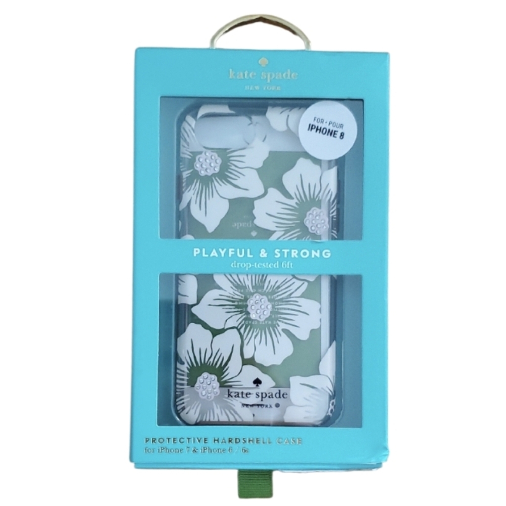 Kate Spade Clear Floral iPhone 6 6s 7 8‎ Hardshell Protective Case Rhinestones